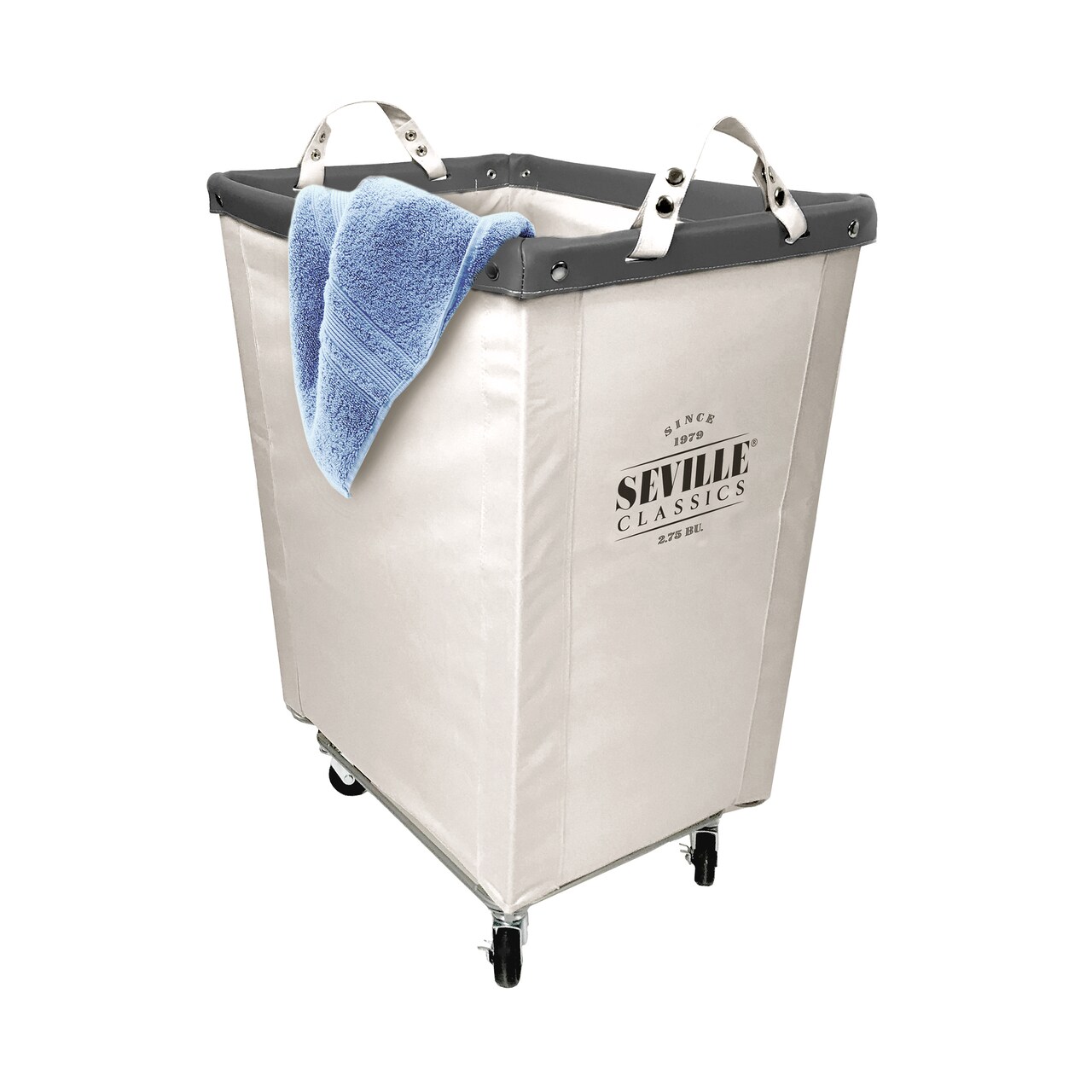Seville Classics Heavy-Duty Rolling Laundry Hamper, Natural White